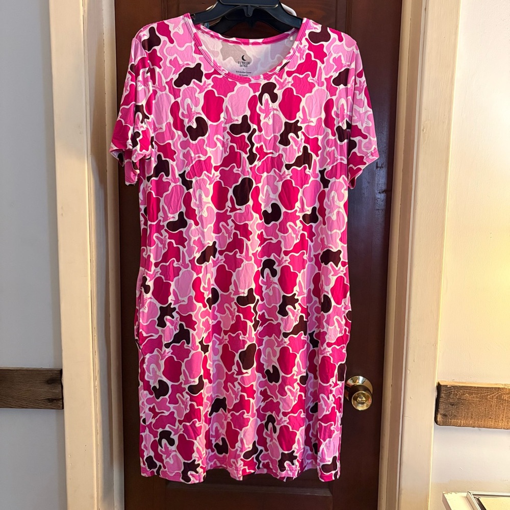 Pink Old School Camo Bamboo Moo Moo - Night Gown